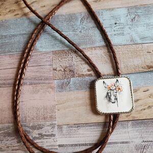 Handmade Western Bolo Tie horse Cowgirl Western Boho Rodeo mule lover